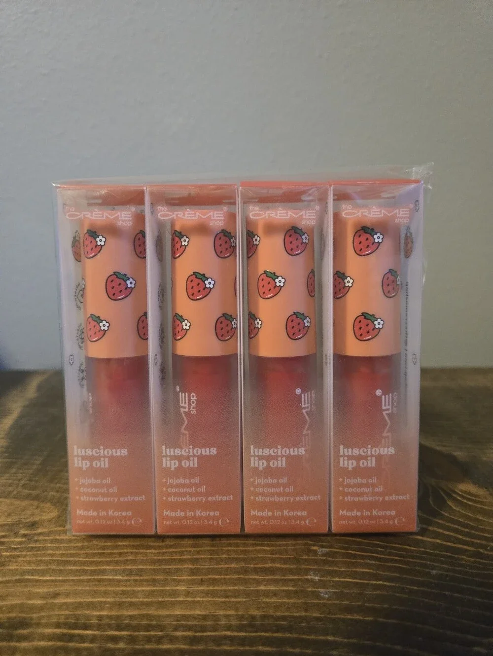 Set Of 4 The Creme Shop Luscious Lip Oil Strawberry Jelly